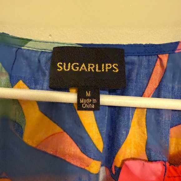 SugarLips Colorblock Abstract Print Smocked Waist Midi Dress | Size M - Picture 6 of 9